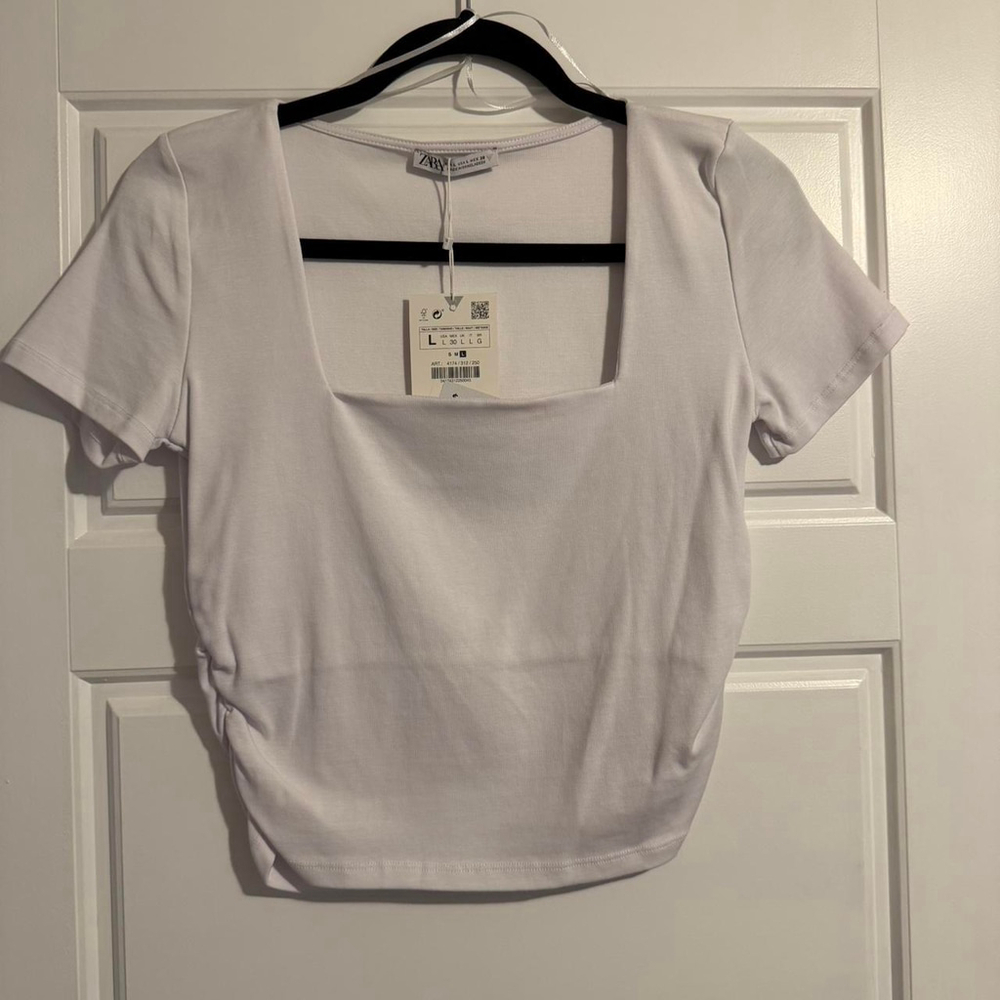 Zara new with tags white square neck shirt